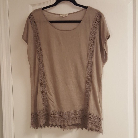 Bellambra Taupe Lace Blouse Italian - Picture 1 of 3